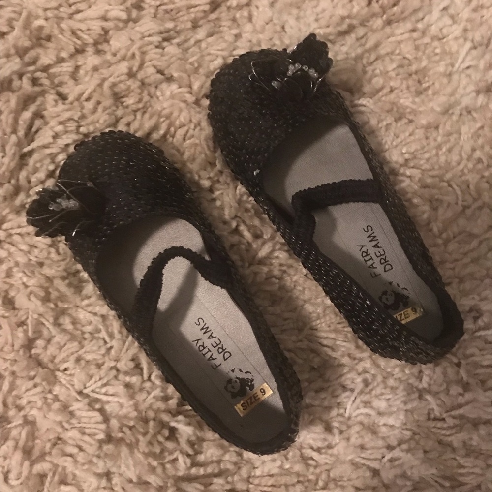 Black sequined party shoes